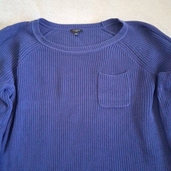 Talbots Women's Size 2X Blue Patch Pocket Crewneck Knit Sweater - Picture 5 of 11